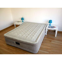 Надувная велюровая кровать Intex 64458 (152-203-46 см) со встроенным насосом 220 В