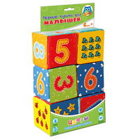 Набор мягких кубиков Малышок Vladi toys VT1401  2 вида (цифры, буквы)